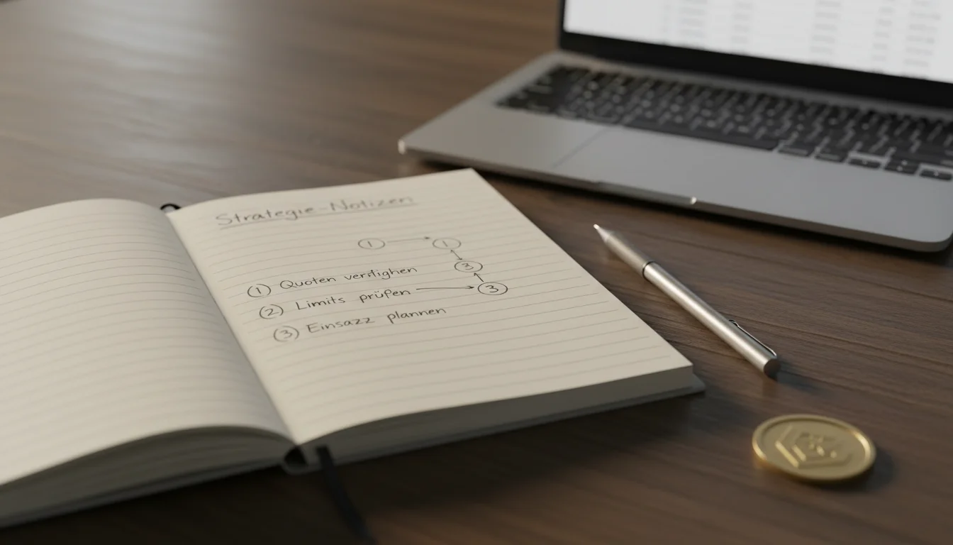 Notizbuch mit handgeschriebenen Sportwetten-Analysen neben einem Laptop